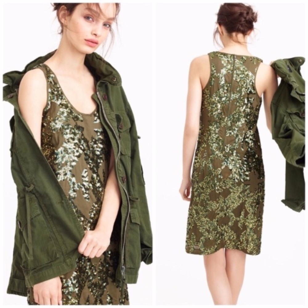 Green Iridescent Sequin Shift Dress J. Crew